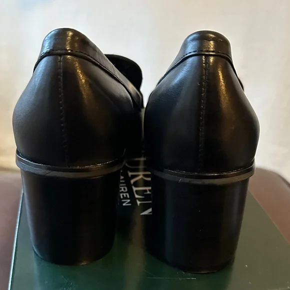 Ralph Lauren Black Leather Dalena Loafers - Picture 6 of 8